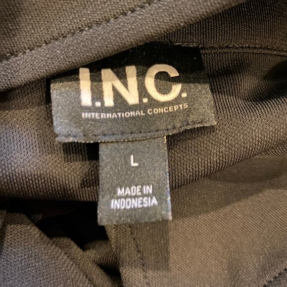 INC International Concepts Maxi Shirt Dress Women L Black Ruched Stretch Knit - Picture 8 of 10